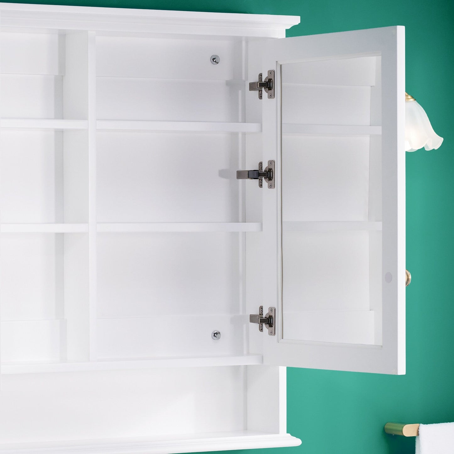 Forclover Solid Wood 36-in x 30-in Surface/Recessed Mount White Mirrored Soft Close Medicine Cabinet