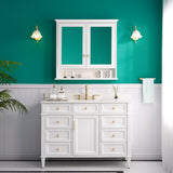 Forclover Solid Wood 36-in x 30-in Surface/Recessed Mount White Mirrored Soft Close Medicine Cabinet