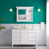 Forclover Solid Wood 36-in x 30-in Lighted Surface Mount White Mirrored Soft Close Medicine Cabinet