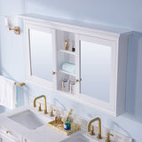 Forclover Solid Wood 55-in x 30-in Lighted Surface Mount White Mirrored Soft Close Medicine Cabinet