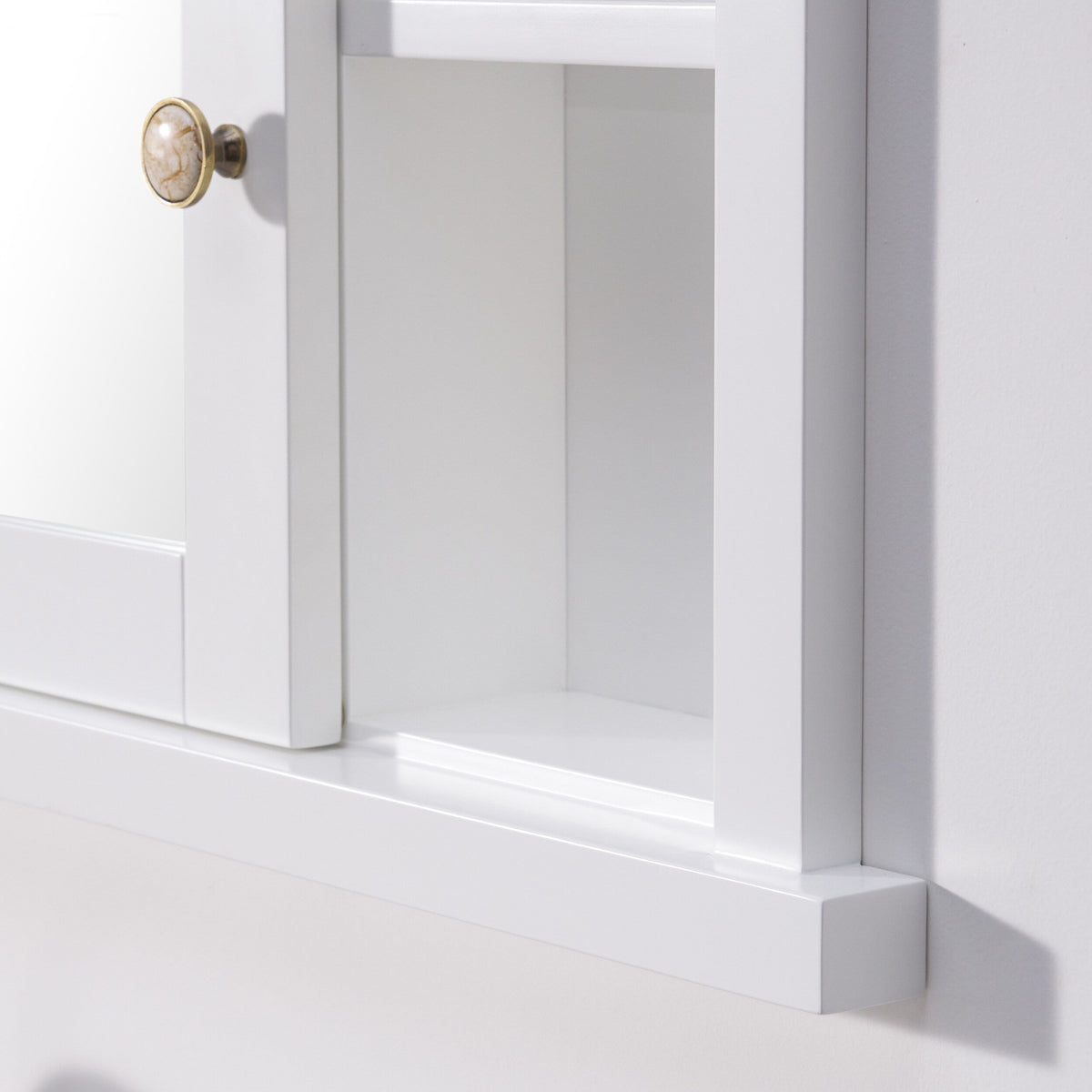 WELLFOR GRACE Solid Wood 40-in x 32-in Recessed Mount White Mirrored Soft Close Medicine Cabinet