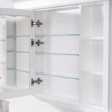 WELLFOR GRACE Solid Wood 40-in x 32-in Recessed Mount White Mirrored Soft Close Medicine Cabinet