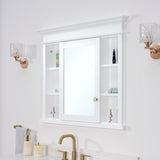 WELLFOR GRACE Solid Wood 40-in x 32-in Recessed Mount White Mirrored Soft Close Medicine Cabinet