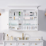 WELLFOR GRACE Solid Wood 40-in x 32-in Recessed Mount White Mirrored Soft Close Medicine Cabinet