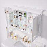 WELLFOR GRACE Solid Wood 40-in x 32-in Recessed Mount White Mirrored Soft Close Medicine Cabinet