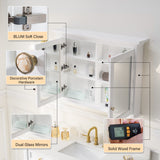 WELLFOR GRACE Solid Wood 40-in x 30-in Surface Mount White Mirrored Soft Close Medicine Cabinet