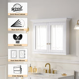 WELLFOR GRACE Solid Wood 40-in x 30-in Surface Mount White Mirrored Soft Close Medicine Cabinet
