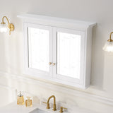 WELLFOR GRACE Solid Wood 40-in x 30-in Surface Mount White Mirrored Soft Close Medicine Cabinet