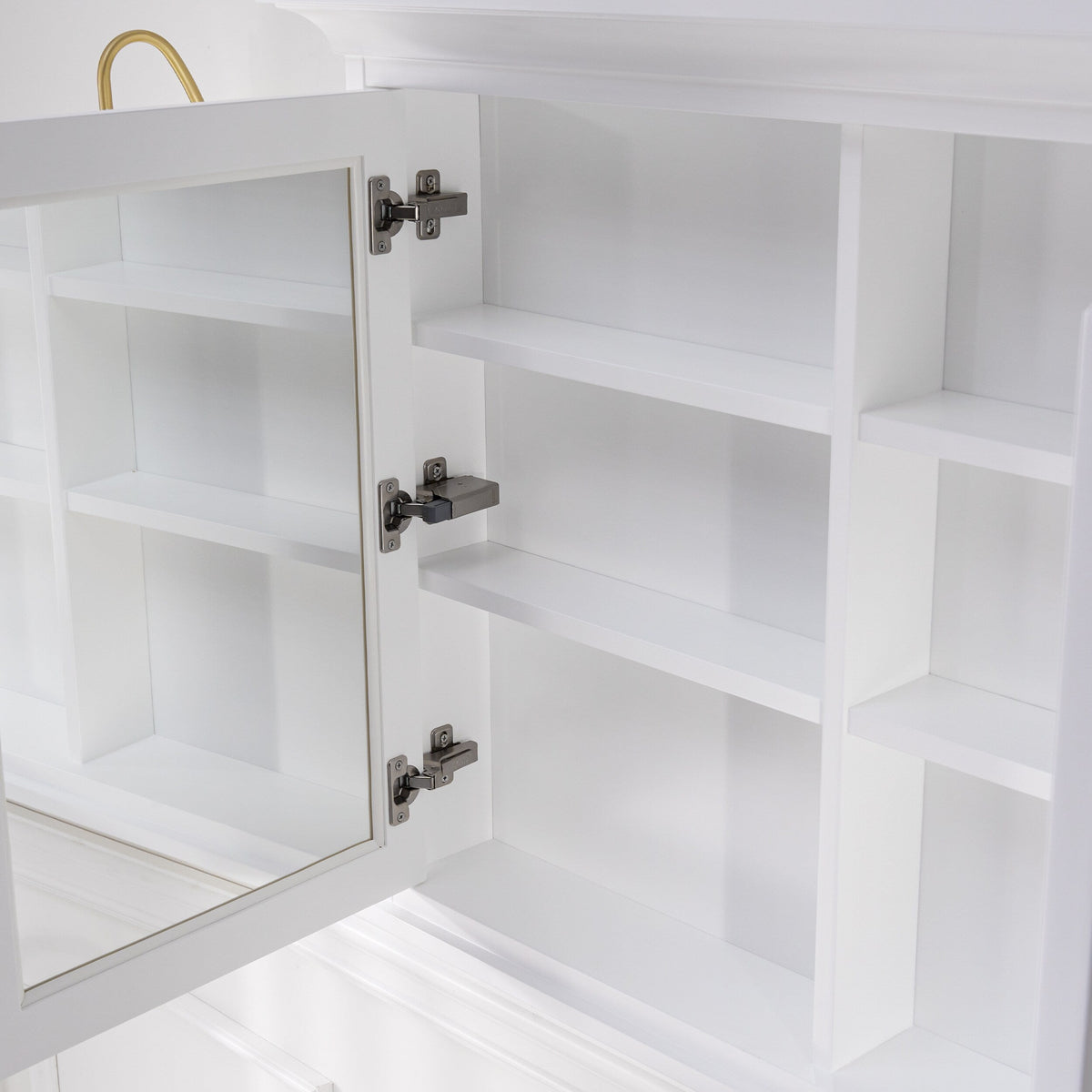 WELLFOR GRACE Solid Wood 40-in x 30-in Surface Mount White Mirrored Soft Close Medicine Cabinet
