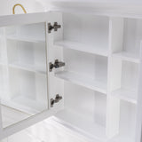 WELLFOR GRACE Solid Wood 40-in x 30-in Surface Mount White Mirrored Soft Close Medicine Cabinet