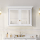 WELLFOR GRACE Solid Wood 40-in x 30-in Surface Mount White Mirrored Soft Close Medicine Cabinet