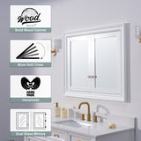 WELLFOR GRACE Solid Wood 40-in x 32-in Recessed Mount White Mirrored Soft Close Medicine Cabinet