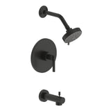 Saint-Lazare Single-Handle 4-Spray Settings Tub and Shower Faucet Set in Matte Black with Pressure Balance Valve - Super Arbor
