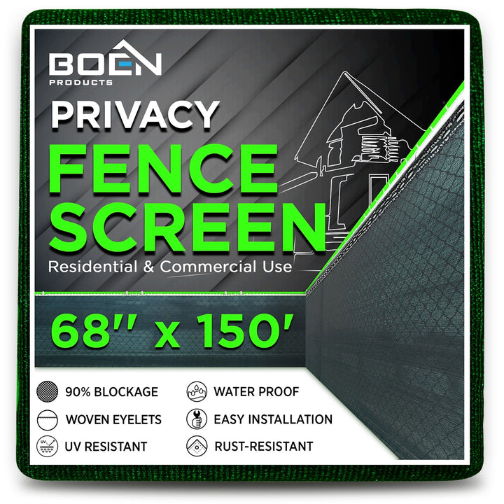 BOEN 6-ft H x 150-ft W Green Polyethelene Chain Link Fence Screen