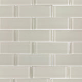 Elida Ceramica 2-in x 6-in Beige Glossy Glass Brick Mosaic Wall Tile, 12-in x 12-in Sheet