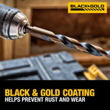 DEWALT 21-Piece Assorted Black & Gold Coated HSS Twist Drill Bit Set