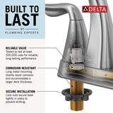 Delta Sandover SpotShield Brushed Nickel 2‑Handle 4‑in Centerset WaterSense Bathroom Sink Faucet with Drain