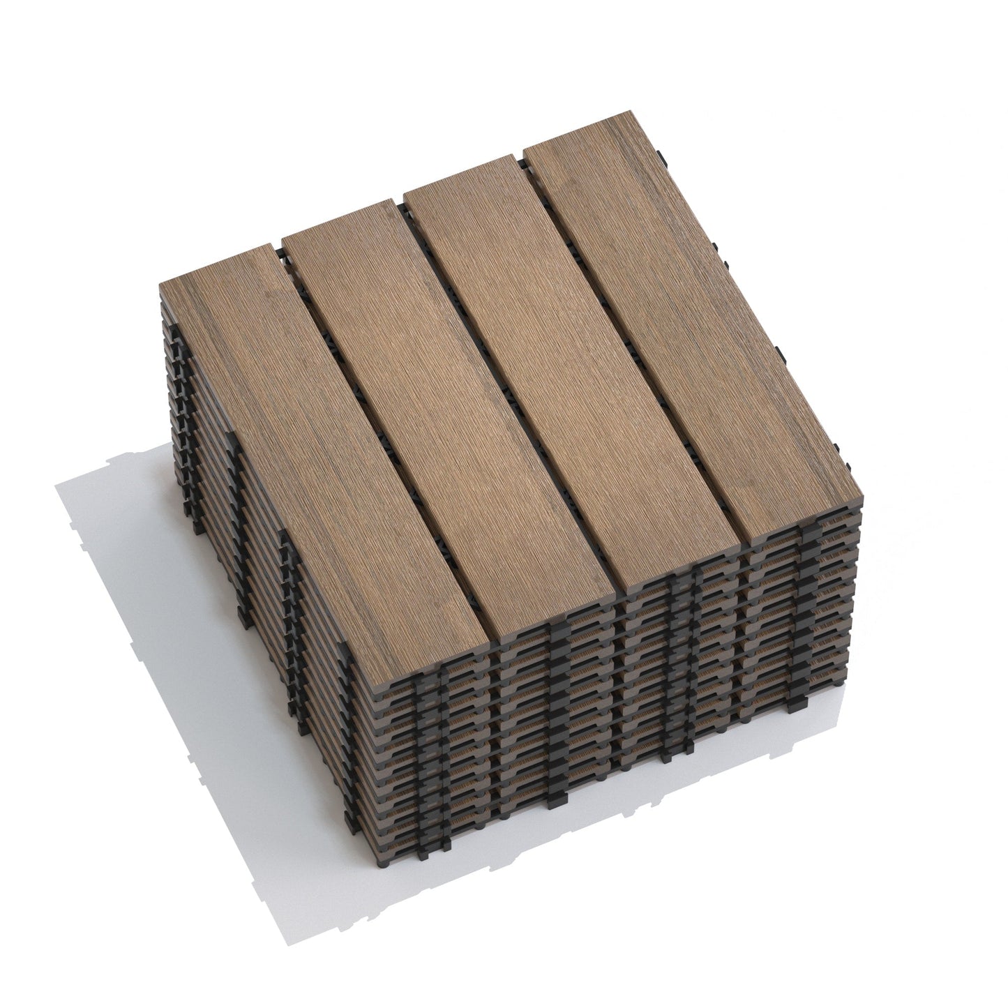 Maocao Hoom 11.8-in x 11.8-in Oak Prefinished Pressure Treated Composite Deck Tile (10.63-sq ft)