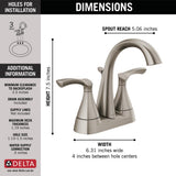 Delta Sandover SpotShield Brushed Nickel 2‑Handle 4‑in Centerset WaterSense Bathroom Sink Faucet with Drain