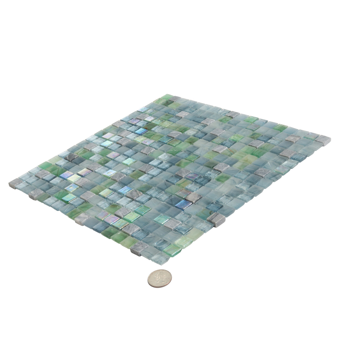 Apollo Tile Mingles Stone Blue and Green 11-1/2-in x 11-1/2-in Glossy Glass Uniform Squares Floor and Wall Tile (18.69-sq. ft/ Carton)