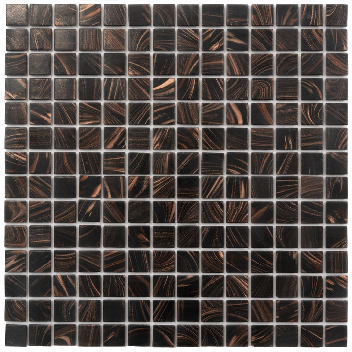 Apollo Tile Celestial Umber Brown and Gold 12-in x 12-in Glossy Glass Uniform Squares Floor and Wall Tile (20-sq. ft/ Carton)