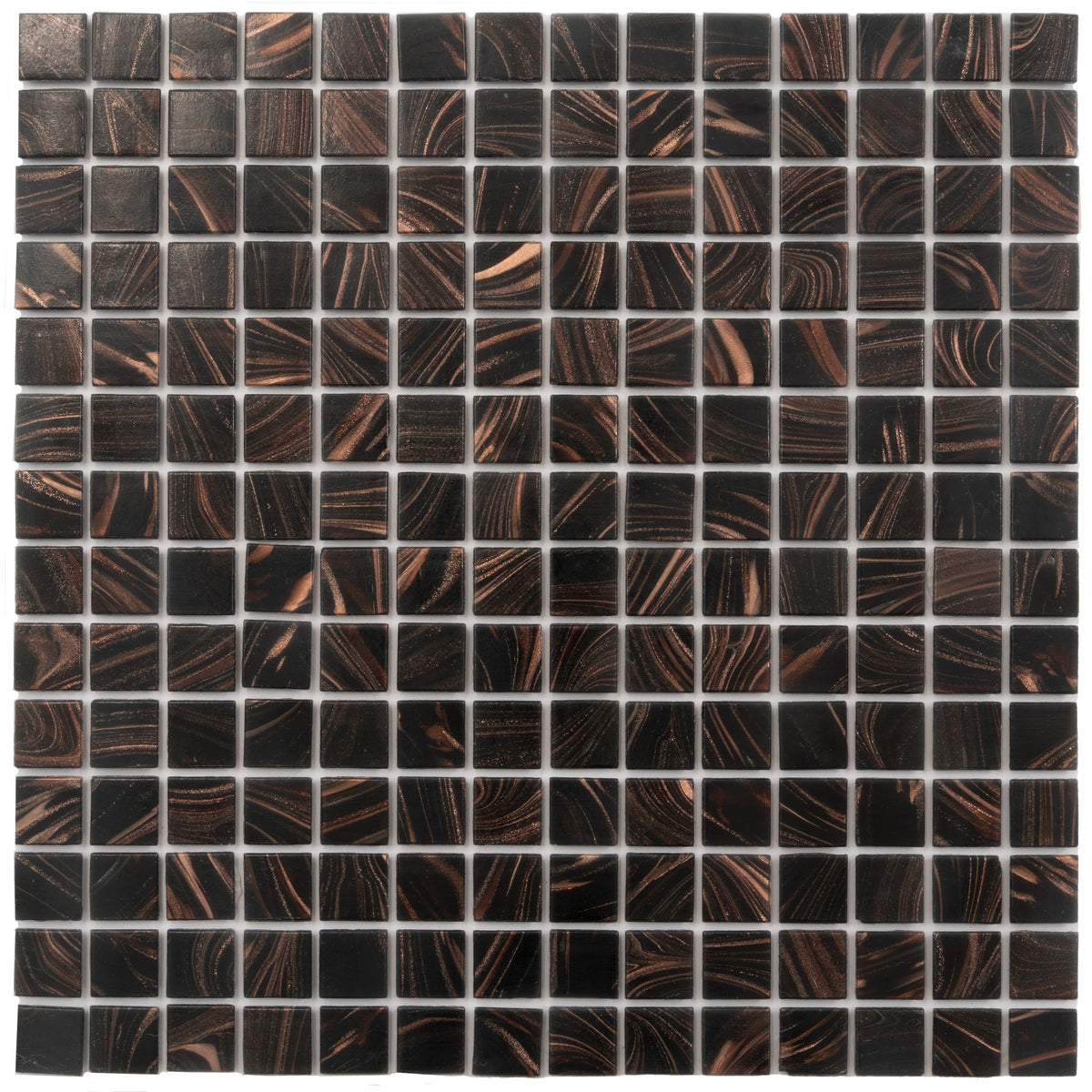 Apollo Tile Celestial Umber Brown and Gold 12-in x 12-in Glossy Glass Uniform Squares Floor and Wall Tile (20-sq. ft/ Carton)