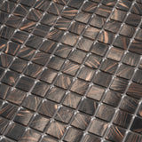 Apollo Tile Celestial Umber Brown and Gold 12-in x 12-in Glossy Glass Uniform Squares Floor and Wall Tile (20-sq. ft/ Carton)