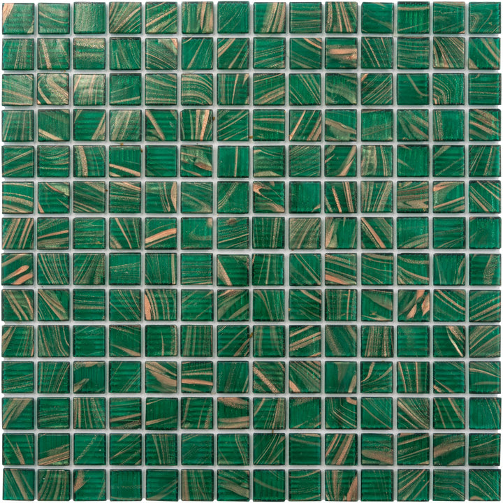 Apollo Tile Celestial Lincoln Green and Gold 12-in x 12-in Glossy Glass Uniform Squares Floor and Wall Tile (20-sq. ft/ Carton)