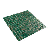 Apollo Tile Celestial Lincoln Green and Gold 12-in x 12-in Glossy Glass Uniform Squares Floor and Wall Tile (20-sq. ft/ Carton)
