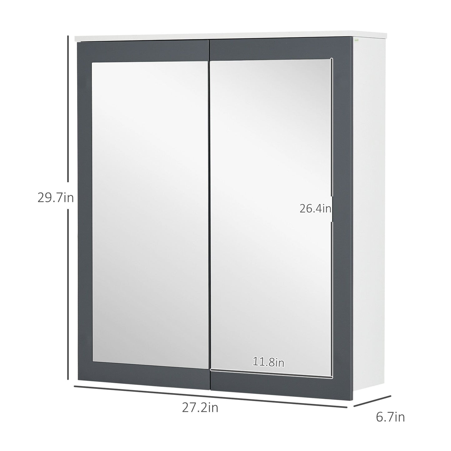 Forclover 24.5-in x 25.5-in Surface/Recessed Mount White Medicine Cabinet