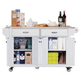 Damerin White Wood Base with Wood Top Rolling Kitchen Island (18.13-in x 60.5-in x 36.75-in)