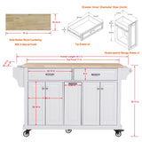 Damerin White Wood Base with Wood Top Rolling Kitchen Island (18.13-in x 60.5-in x 36.75-in)