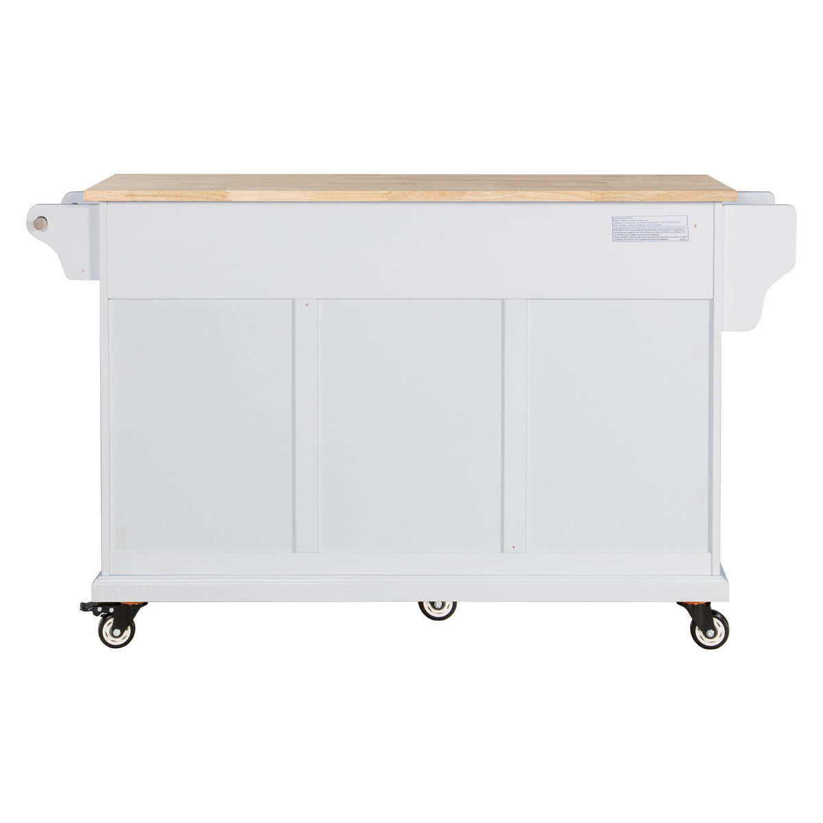 Damerin White Wood Base with Wood Top Rolling Kitchen Island (18.13-in x 60.5-in x 36.75-in)