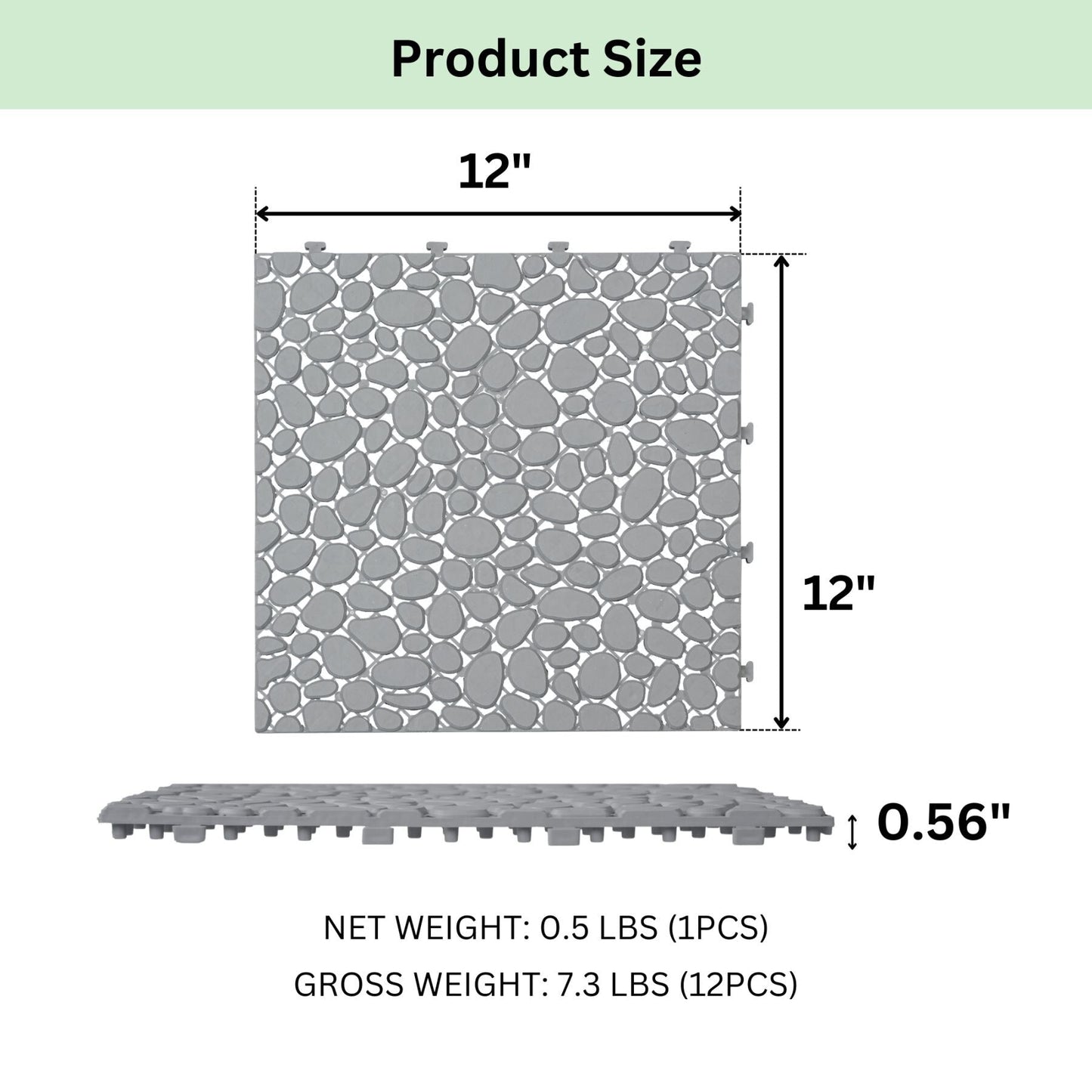 Maocao Hoom 12-in x 12-in Gray Prefinished Pressure Treated Vinyl/Plastic Deck Tile (12-sq ft)