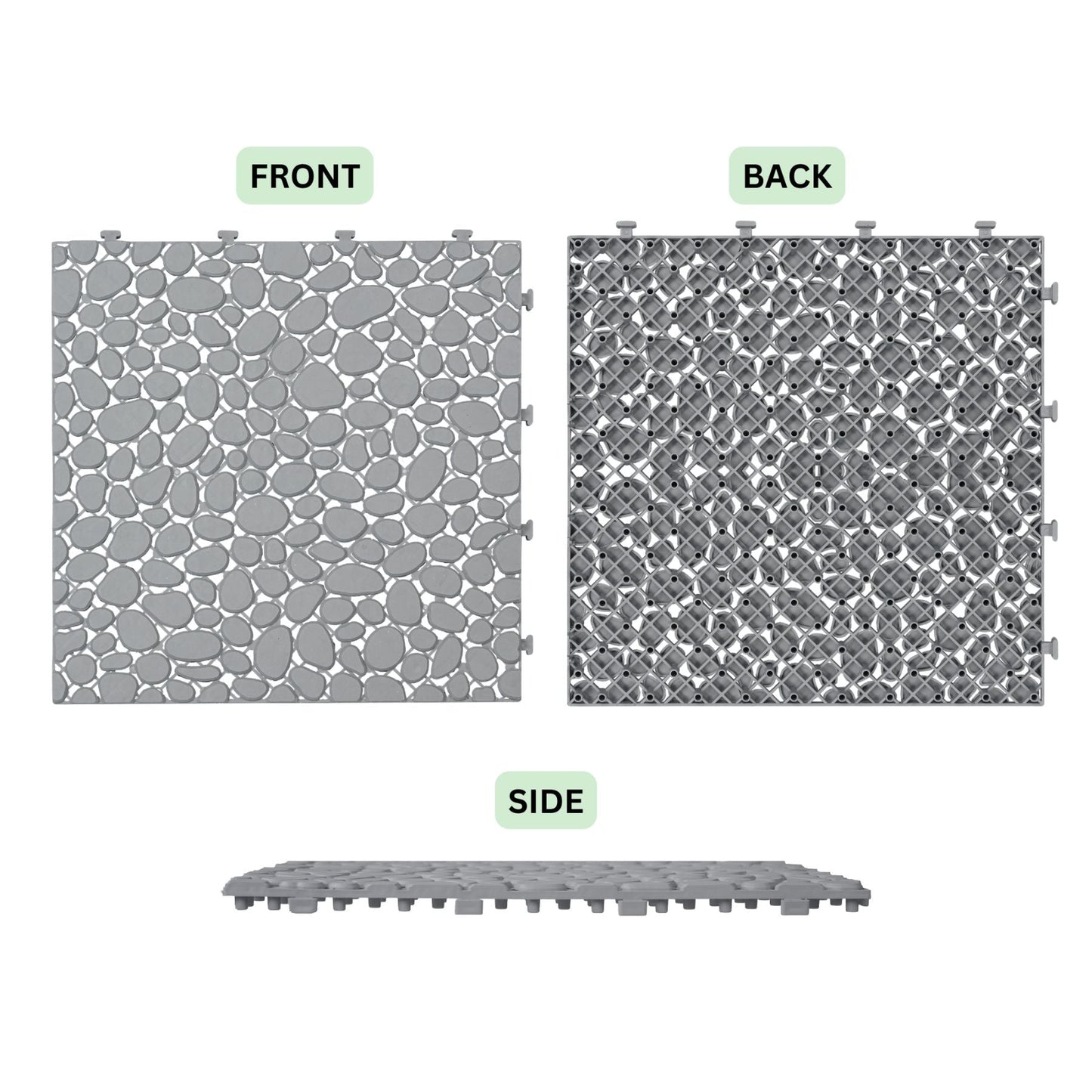 Maocao Hoom 12-in x 12-in Gray Prefinished Pressure Treated Vinyl/Plastic Deck Tile (12-sq ft)