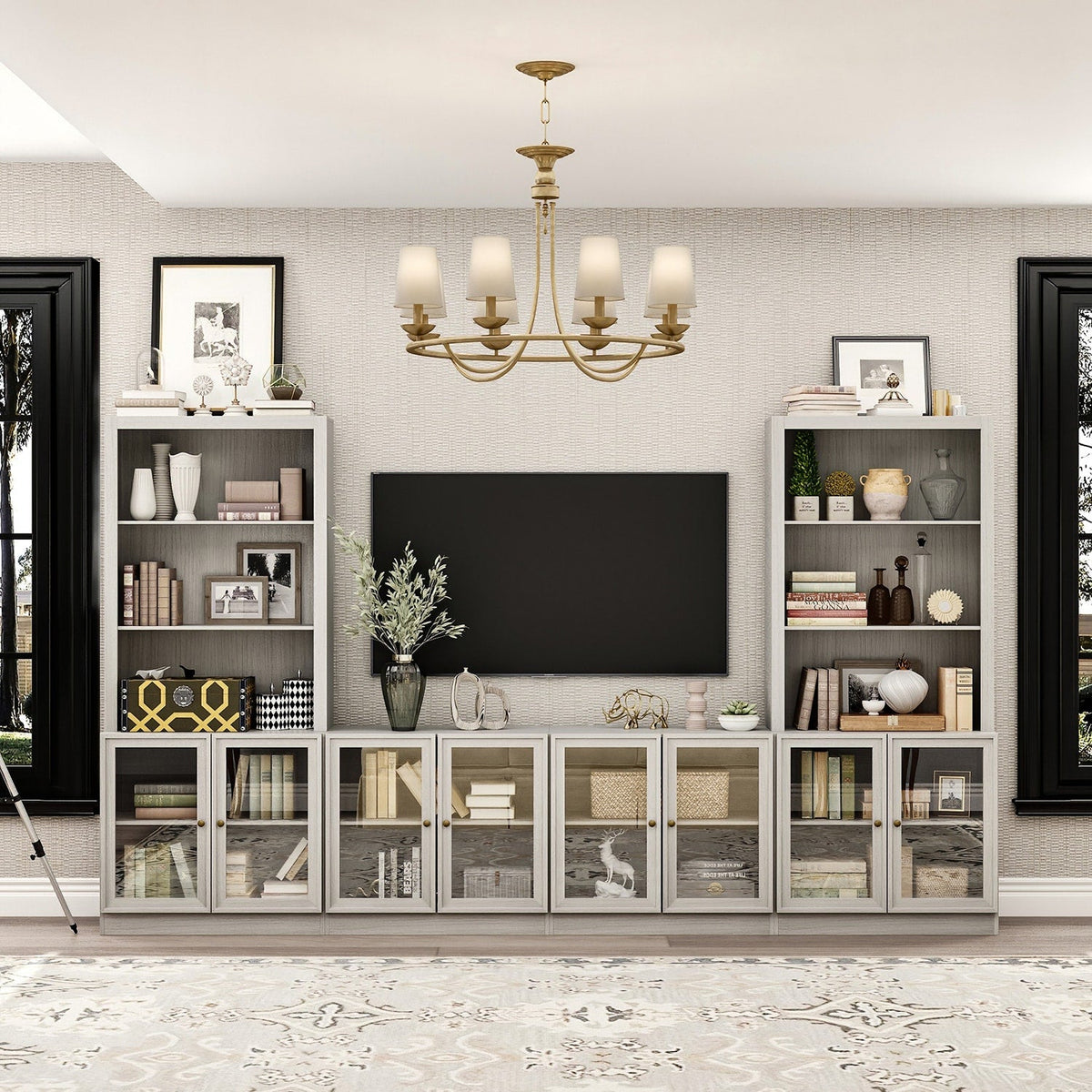 FUFU&GAGA Modern/Contemporary Gray Tv Cabinet (Accommodates TVs up to 56-in)