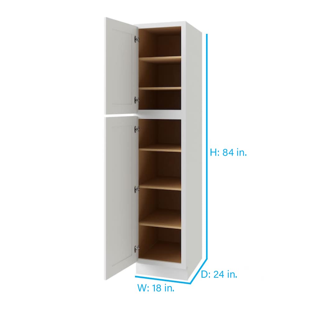 RELIABILT Parkstone 18-in W x 84-in H x 24-in D White Pantry Fully Assembled Plywood Cabinet (Shaker Door Style)