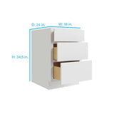 RELIABILT Parkstone 18-in W x 34.5-in H x 24-in D White 3-Drawer Base Fully Assembled Plywood Cabinet (Flat Panel Style)