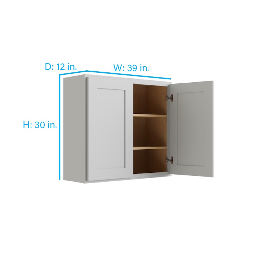 RELIABILT Parkstone 39-in W x 30-in H x 12-in D Grey Wall Fully Assembled Plywood Cabinet (Shaker Door Style)