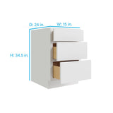 RELIABILT Parkstone 15-in W x 34.5-in H x 24-in D White 3-Drawer Base Fully Assembled Plywood Cabinet (Flat Panel Style)