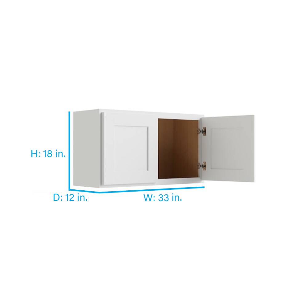 RELIABILT Parkstone 33-in W x 18-in H x 12-in D White Wall Fully Assembled Plywood Cabinet (Shaker Door Style)