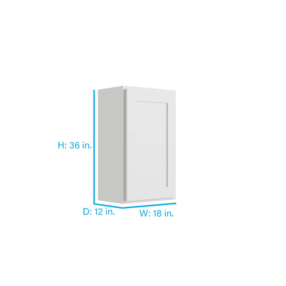 RELIABILT Parkstone 18-in W x 36-in H x 12-in D White Wall Fully Assembled Plywood Cabinet (Shaker Door Style)