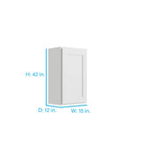 RELIABILT Parkstone 15-in W x 42-in H x 12-in D White Wall Fully Assembled Plywood Cabinet (Shaker Door Style)