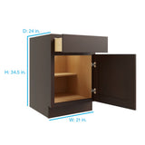 RELIABILT Parkstone 21-in W x 34.5-in H x 24-in D Espresso 1-Drawer Base Fully Assembled Plywood Cabinet (Flat Panel Shaker Style)