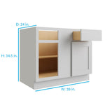 RELIABILT Parkstone 39-in W x 34.5-in H x 24-in D Grey Blind 1-Drawer Base Fully Assembled Plywood Cabinet (Flat Panel Shaker Style)