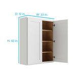 RELIABILT Parkstone 33-in W x 42-in H x 12-in D White Wall Fully Assembled Plywood Cabinet (Shaker Door Style)