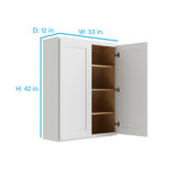 RELIABILT Parkstone 33-in W x 42-in H x 12-in D White Wall Fully Assembled Plywood Cabinet (Shaker Door Style)