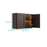RELIABILT Parkstone 30-in W x 24-in H x 12-in D Espresso Wall Fully Assembled Plywood Cabinet (Shaker Door Style)