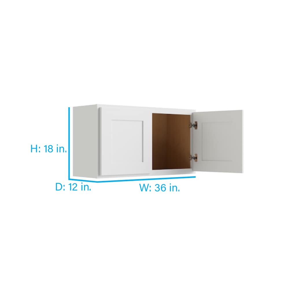 RELIABILT Parkstone 36-in W x 18-in H x 12-in D White Wall Fully Assembled Plywood Cabinet (Shaker Door Style)