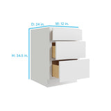RELIABILT Parkstone 12-in W x 34.5-in H x 24-in D White 3-Drawer Base Fully Assembled Plywood Cabinet (Flat Panel Style)